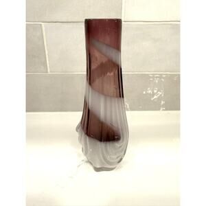 MCM‎ Purple and White Short Glass Bud Vase